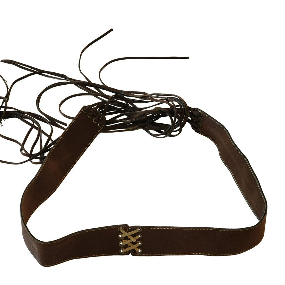 Faux Leather Suede fringe Brown Belt
